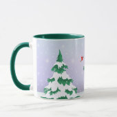 冬のシカダのクリスマスグリーティング マグカップ (左)
