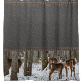 冬のシカ及びマツ円錐形 シャワーカーテン (正面)