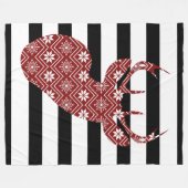 冬のシックなアカシカの黒 + 白のストライプ毛布 フリースブランケット (正面(横))