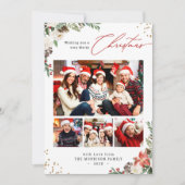 冬のシックな植物性フローラ4フォトクリスマス シーズンカード (正面)