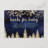 冬のシックな金ゴールド雪の松のベビーのための海軍の本 エンクロージャーカード (正面)