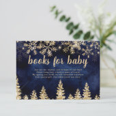 冬のシックな金ゴールド雪の松のベビーのための海軍の本 エンクロージャーカード (スタンド正面)