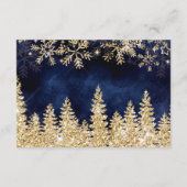 冬のシックな金ゴールド雪の松のベビーのための海軍の本 エンクロージャーカード (裏面)