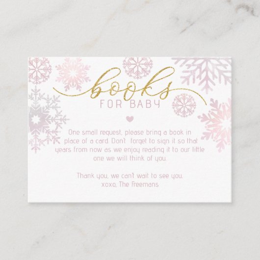冬のシャワーベビー用の本 | 雪片 エンクロージャーカード (正面)