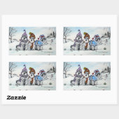 冬のシュナウザー 長方形シール (シート)