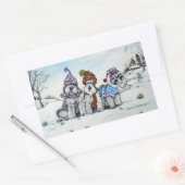 冬のシュナウザー 長方形シール (封筒)