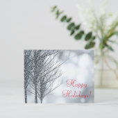 冬のシルバーグリッター ラスティック ツリー ホリデー ポストカード (スタンド正面)