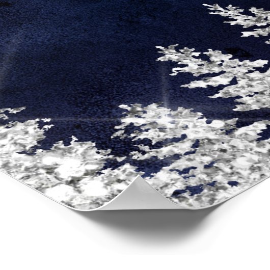 冬のシルバースノーパインネイビー歓迎ベビーシャワー ポスター (角)