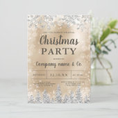 冬のシルバー スノー パイン ゴールド コーポレート クリスマス 招待状 (スタンド正面)