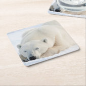冬のシロクマ スクエアペーパーコースター (アングル)