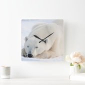 冬のシロクマ スクエア壁時計 (ホーム)