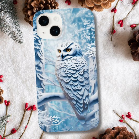 冬のシロフクロウの切り絵 Case-Mate iPhoneケース