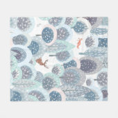 冬のシームレスなパターンと抽象芸術フラットハンドドラ フリースブランケット (正面(横))