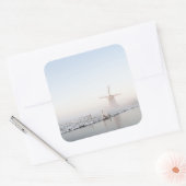 冬のシールで雪の風車 スクエアシール (封筒)