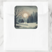 冬のシーンと雪のヴィンテージまたはレトロスタイル スクエアシール (バッグ)