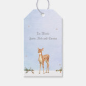 冬のシーンと鹿のギフトラベル ギフトタグ (正面)