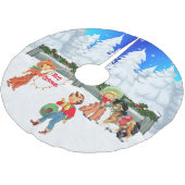 冬のシーンカウボーイ女性のカーボーイキッズホースロープライト ブラッシュドポリエステルツリースカート (アングル)