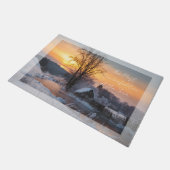 冬のシーンカスタムクリスマスホリデー ドアマット (アングル)