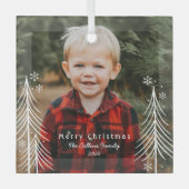 冬のシーンカスタム写真クリスマスオーナメント ガラスオーナメント (正面)