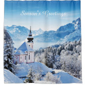 冬のシーンカスタム シャワーカーテン (正面)