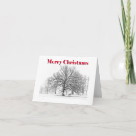 冬のシーンクリスマスカードホワイトボウ（折り畳み） シーズンカード