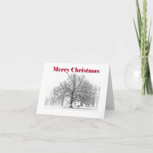 冬のシーンクリスマスカードホワイトボウ（折り畳み） シーズンカード (正面)