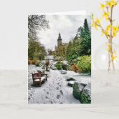 冬のシーンクリスマスカード カード (黄色い花)