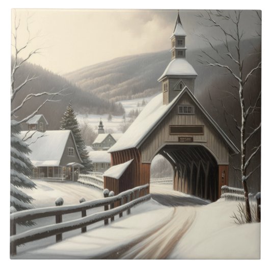 冬のシーンセラミックタイル タイル (正面)