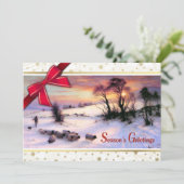冬のシーンファインアートカスタムフラットクリスマスカード シーズンカード (スタンド正面)