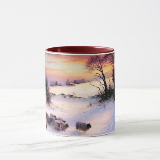 冬のシーンファインアートクリスマスギフトマグ マグカップ (中央)