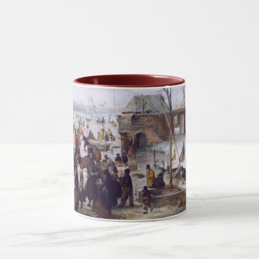 冬のシーンファインアートクリスマスプレゼント マグカップ (中央)