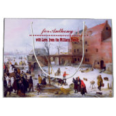 冬のシーンファインアートクリスマス ラージペーパーバッグ (裏面)