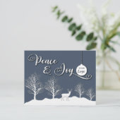 冬のシーン平和と喜び企業ののロゴホリデー シーズンポストカード (スタンド正面)