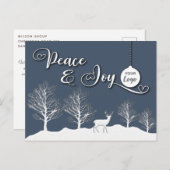 冬のシーン平和と喜び企業ののロゴホリデー シーズンポストカード (正面/裏面)