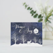 冬のシーン平和と喜び企業ののロゴホリデー シーズンポストカード (スタンド正面)