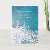 冬のシーン箴言17:22メリーハート カード (裏面)