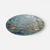 冬のシーン紙プレート – 鳥デザイン ペーパープレート (アングル)