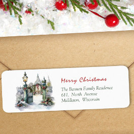冬のシーン赤い緑の葉クリスマスアドレス ラベル