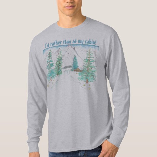 冬のシーン グレー メンズ長袖 Tシャツ (正面)