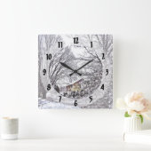 冬のシーン スクエア壁時計 (ホーム)