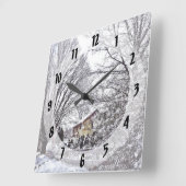 冬のシーン スクエア壁時計 (傾斜)