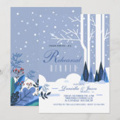 冬のシーン リハーサル ディナー パーティー 招待状 (正面/裏面)