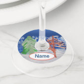 冬のシーン ワイングラスタグ (クローズアップ)