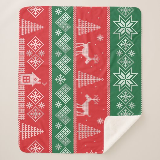 冬のシーン：ヴィンテージのシームレスなパターン シェルパブランケット (正面)