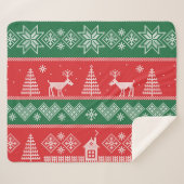 冬のシーン：ヴィンテージのシームレスなパターン シェルパブランケット (正面(横))