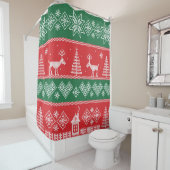 冬のシーン:ヴィンテージのシームレスなパターン シャワーカーテン (インサイチュ)