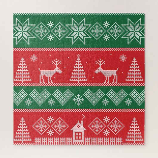 冬のシーン:ヴィンテージのシームレスなパターン ジグソーパズル (縦)