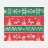 冬のシーン:ヴィンテージのシームレスなパターン フリースブランケット (正面(横))