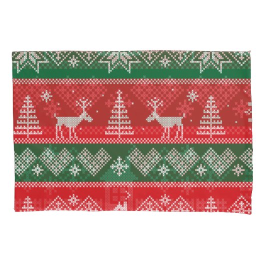 冬のシーン：ヴィンテージのシームレスなパターン 枕カバー (正面)