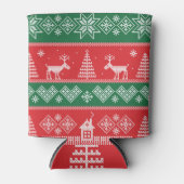 冬のシーン:ヴィンテージのシームレスなパターン 缶クーラー (正面)